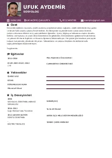 Sosyolog Cv Örnekleri cv indir